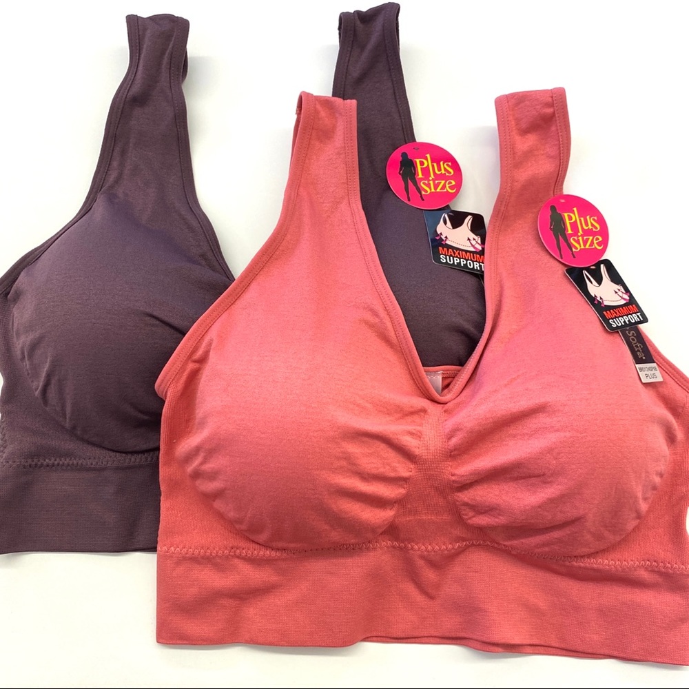 Set Of Two Plus Size Seamless Sports Bra One Size